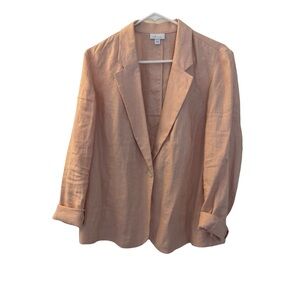 J. Jill Love Linen Blazer One Button Jacket, Pink, Size L